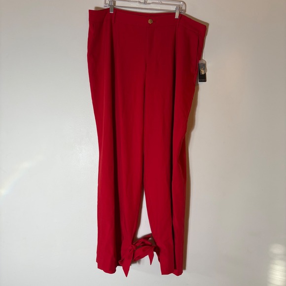 ELOQUII Red Wide Leg Tie Ankle Pants Size 20 NWT - Picture 2 of 11